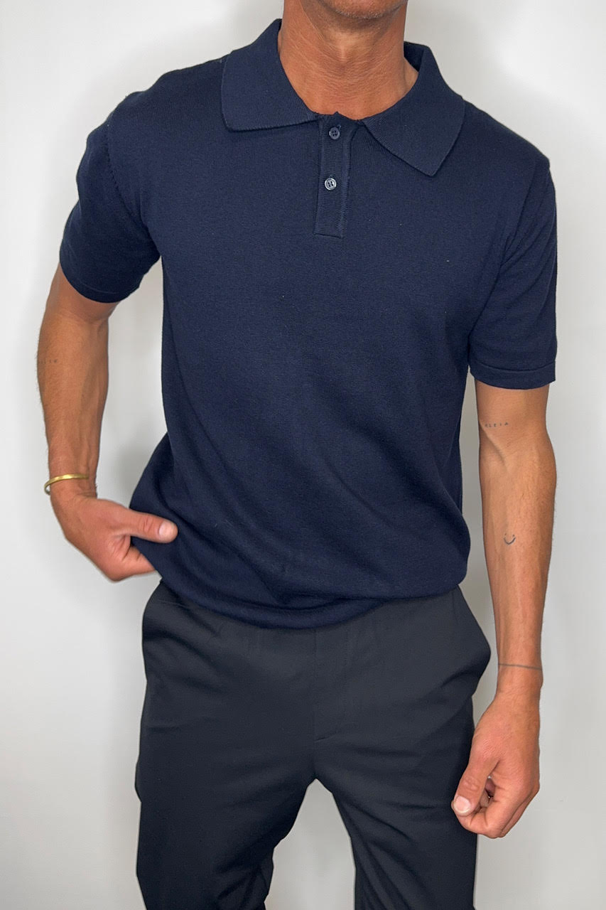 Archie Fitted Polo Navy