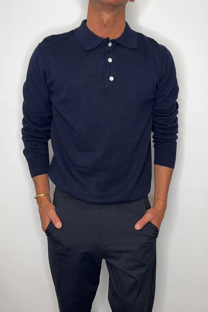 Mick Long Sleeve Polo Navy