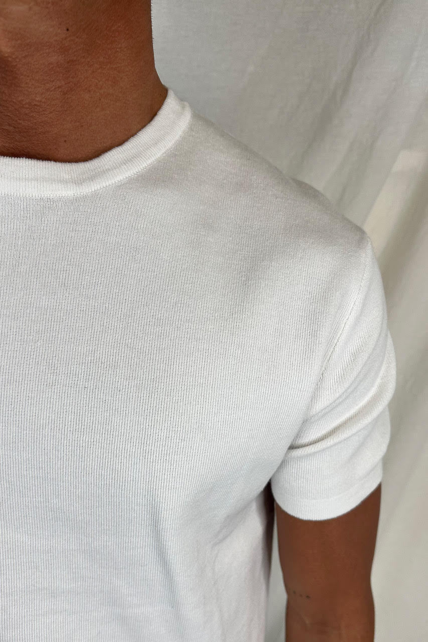 Vlad Fitted Knitted Tee White
