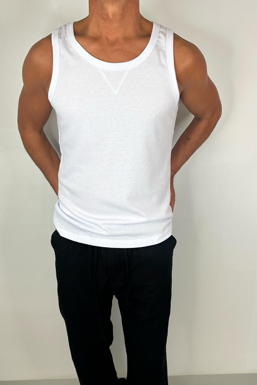 Ruben Fitted Tank White