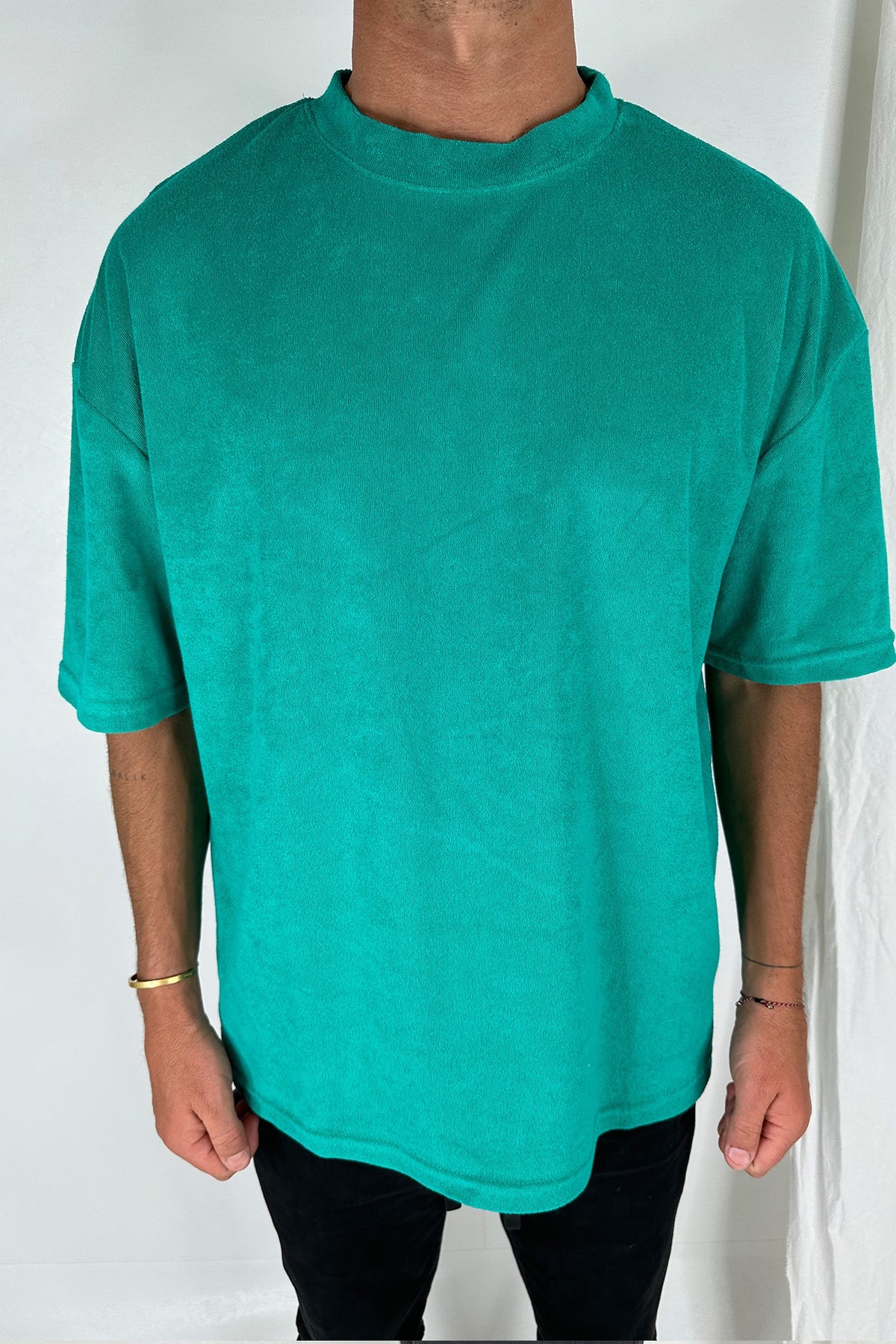 Terry Towelling Tee Green - SALE