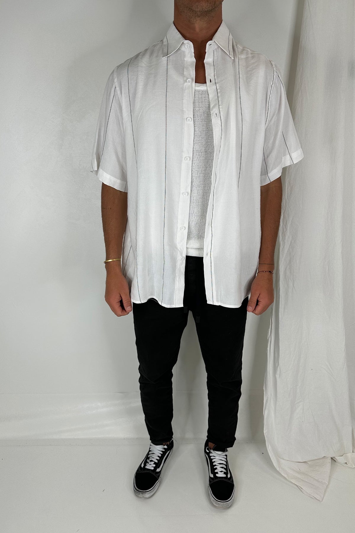 Matteo Linen Shirt Detail Stripe - SALE