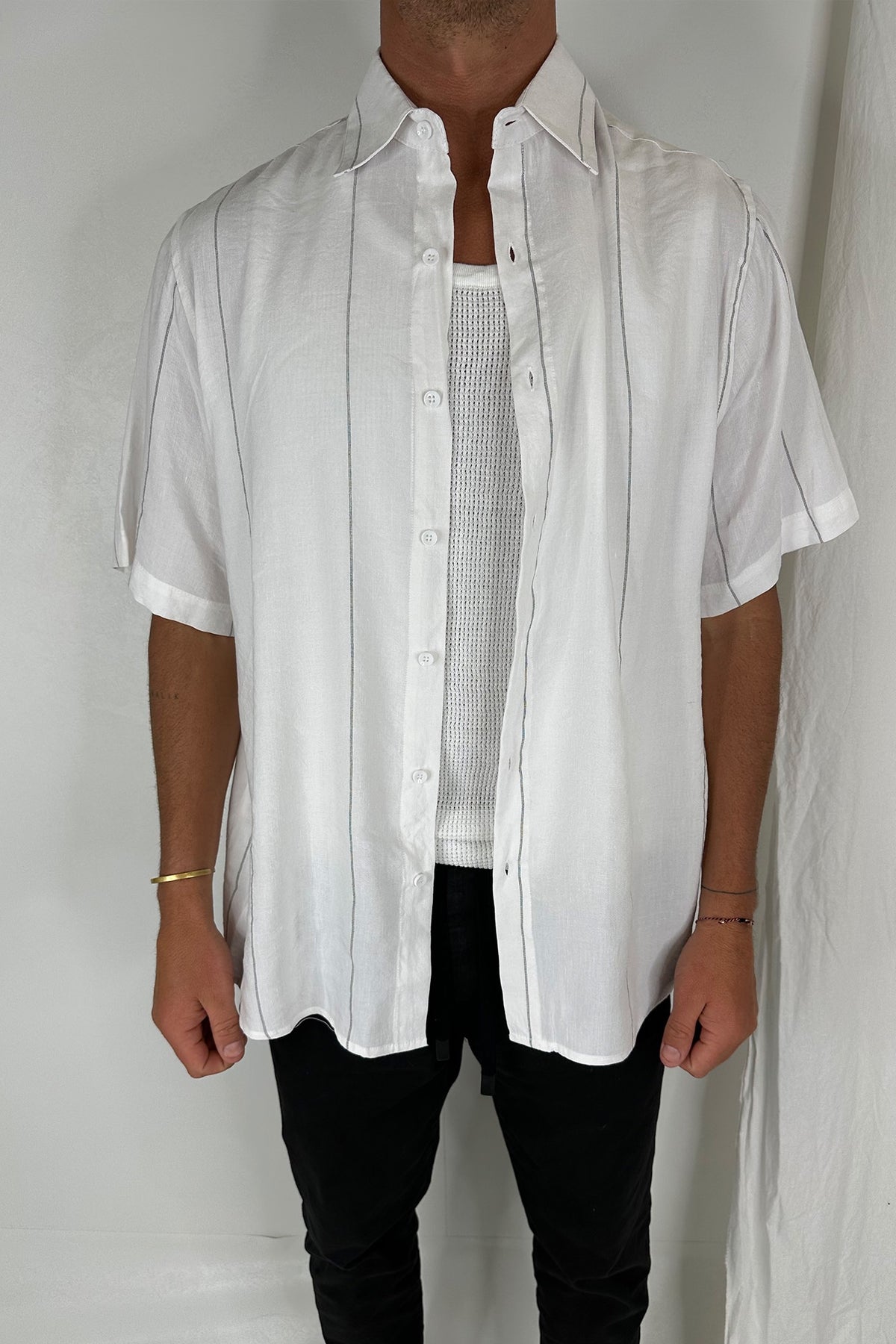 Matteo Linen Shirt Detail Stripe - SALE