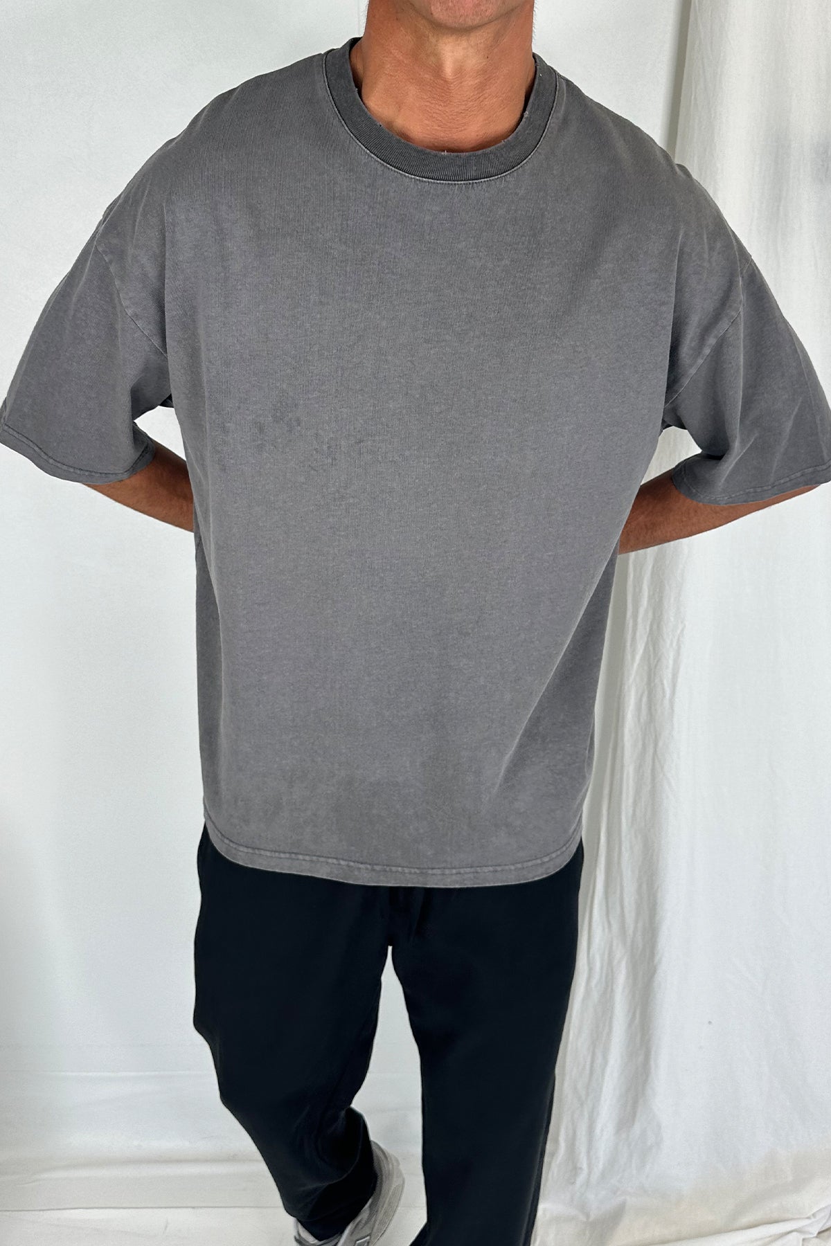 Salv Washed Crew Neck Tee Charcoal