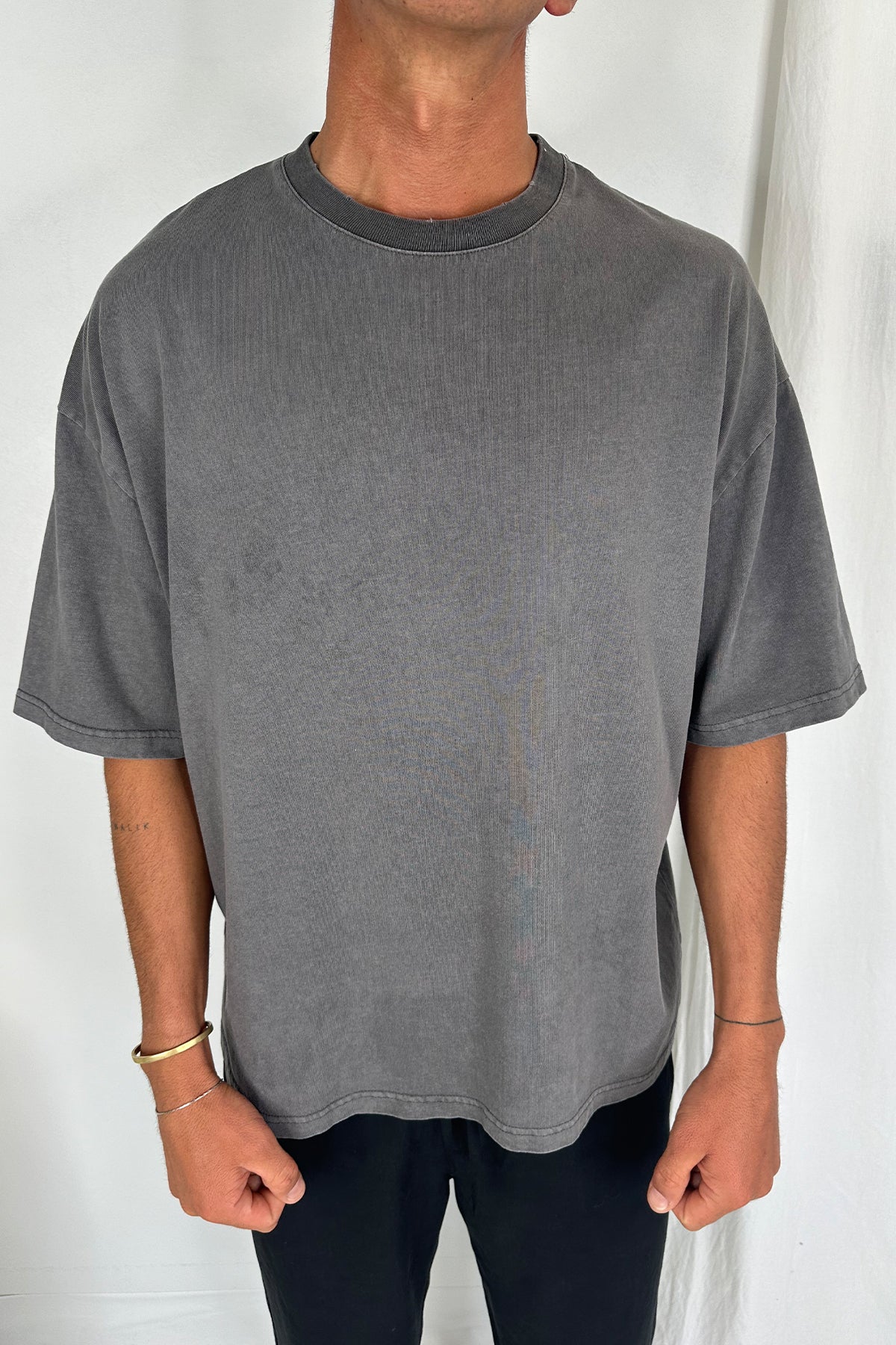 Salv Washed Crew Neck Tee Charcoal