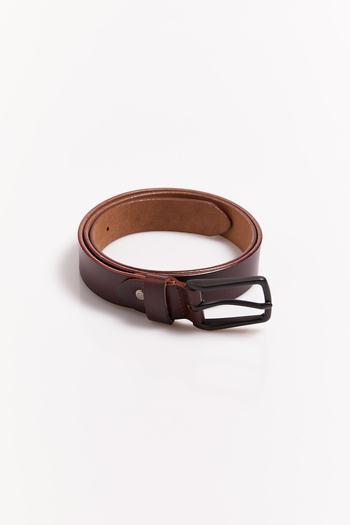 Mens Basic Leather Belt Dark Brown