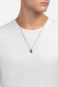 Miansai Lennox Trilogy Cable Chain Necklace Sterling Silver/Gold Vermeil/Jasper Green