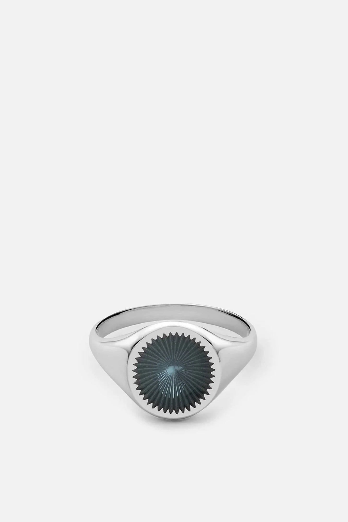 Miansai Solar Signet Ring Sterling Silver/Chalcedony Blue
