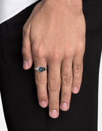Miansai Solar Signet Ring Sterling Silver/Chalcedony Blue