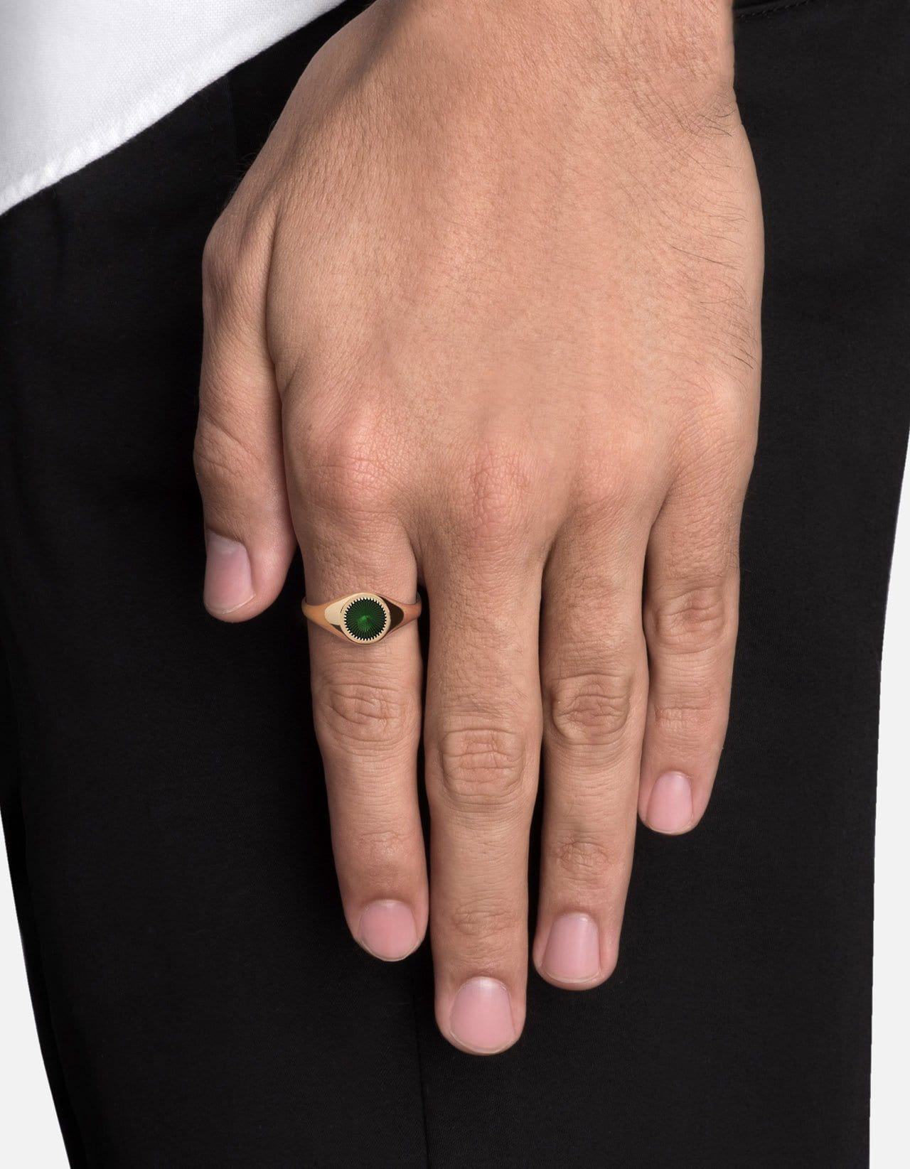 Miansai Solar Signet Ring Gold Vermeil/Jasper Green