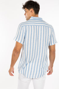 Soft Linen Stripe Shirt Blue