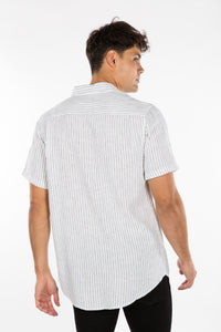 Soft Linen Stripe Shirt Navy
