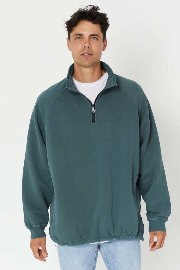 Frank Fleece Quarter Sweater Emerald