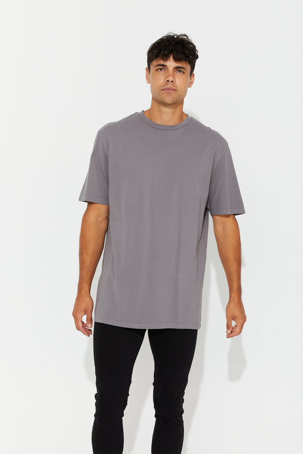 Eddy Crew Neck Tee Lightweight Cotton Charcoal