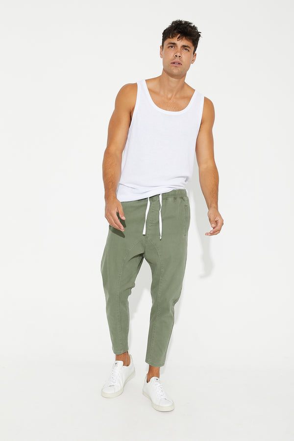 Pierce Drop Crotch Pant Cotton Khaki