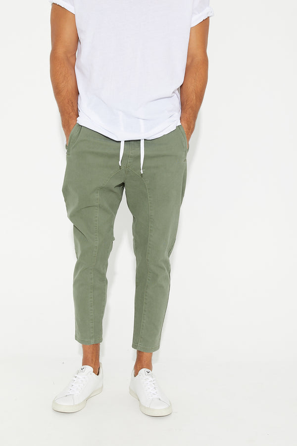 Pierce Drop Crotch Pant Cotton Khaki