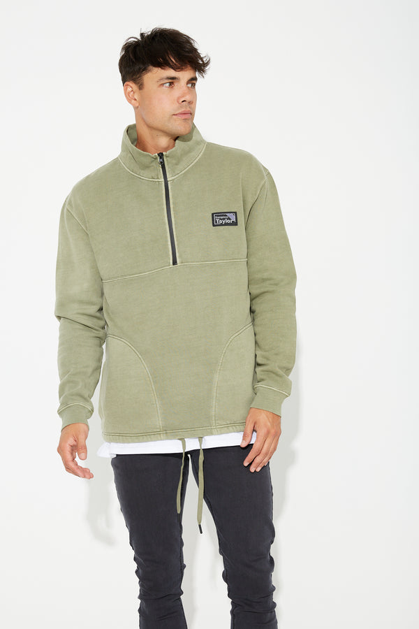 Half Zip Sweater Cotton Soft Khaki