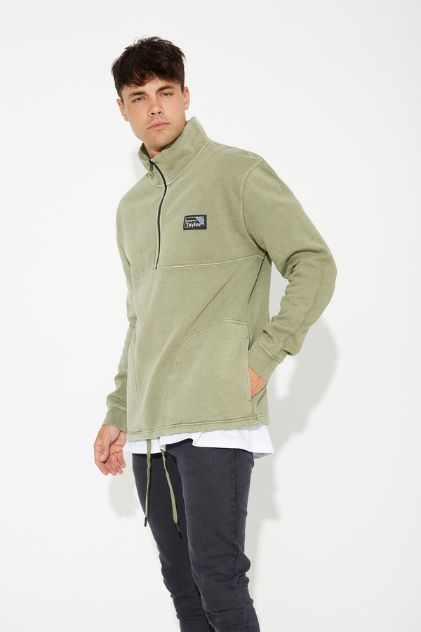 Half Zip Sweater Cotton Soft Khaki