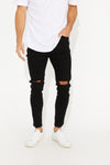 Nth Distressed Denim Jeans Solid Black Skinny