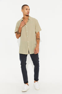 Hudson Short Sleeve Button Up Shirt Cotton Light Khaki