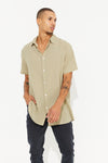 Hudson Short Sleeve Button Up Shirt Cotton Light Khaki