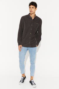 NTH Cord Button Up Long Sleeve Shirt Cotton Charcoal