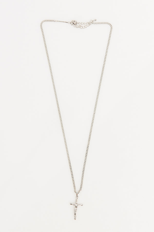 NTH Cross Necklace White Gold Plated