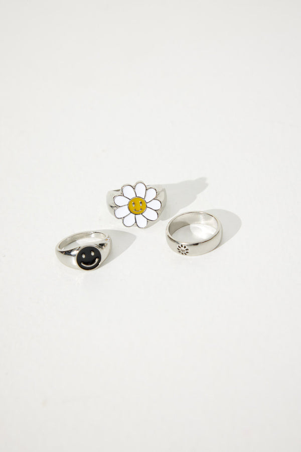 NTH Daisy Ring Set Silver - FINAL SALE