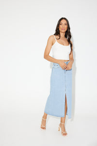 Ruby Denim Maxi Skirt Blue - SALE