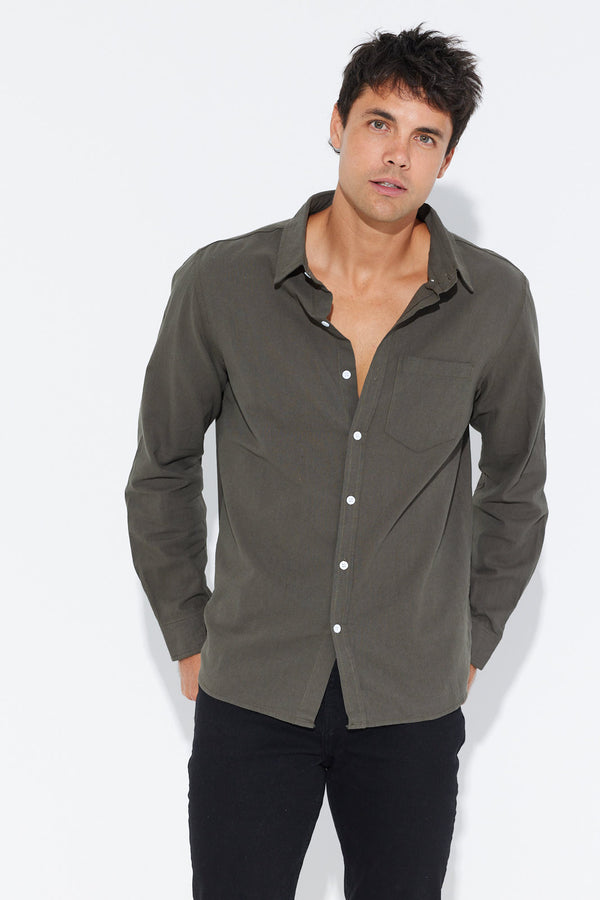 Paxton Linen Shirt Forest - SALE