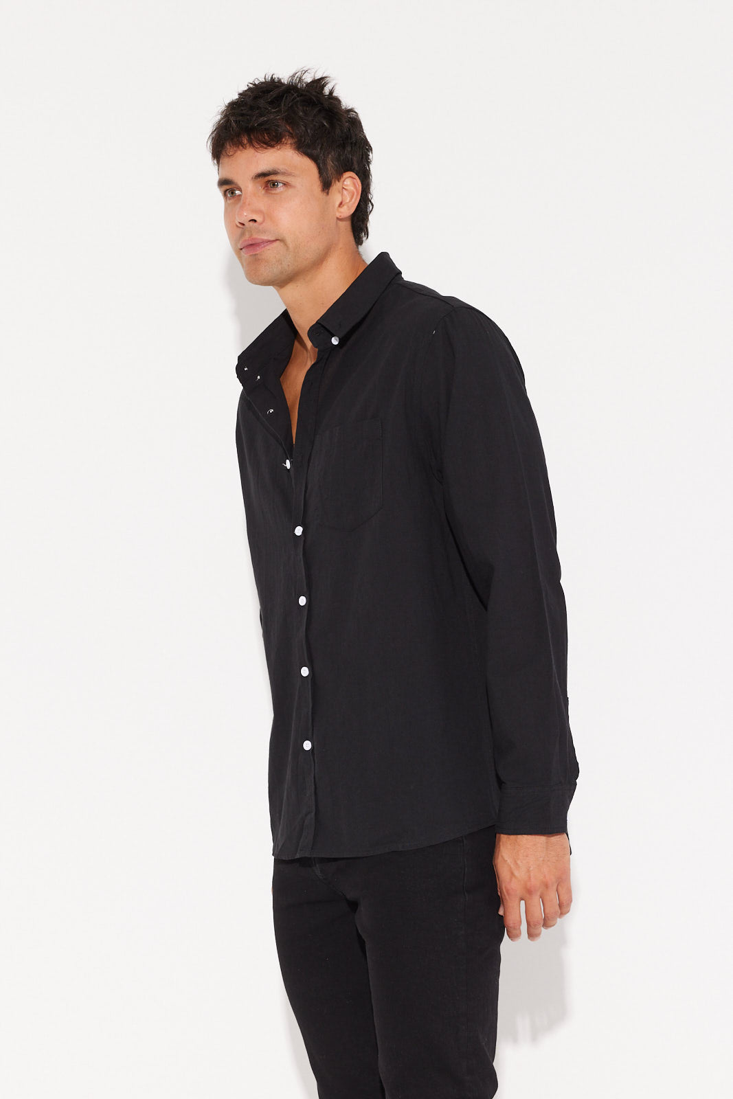 Paxton Linen Shirt Black - SALE