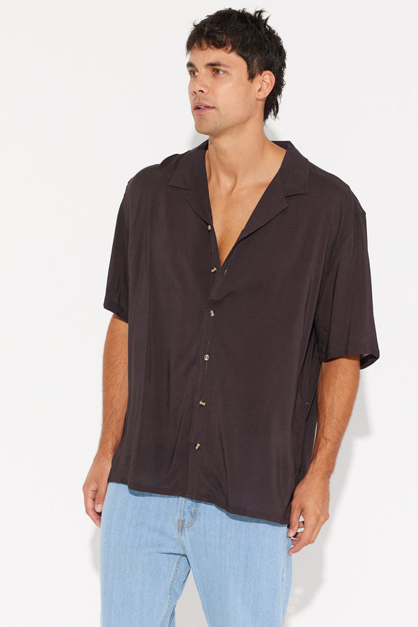 Jase Cuban Shirt Washed Black