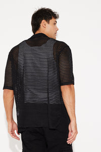 Crochet Knit Shirt Black - SALE