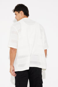 Juno Detail Knit Shirt Woven White - SALE