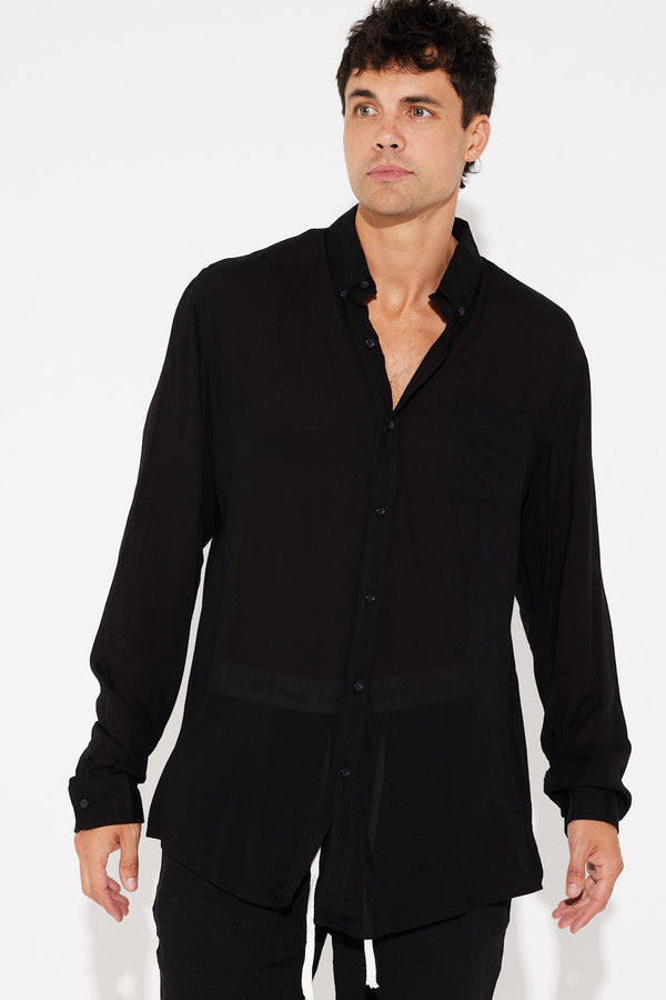 Jack Boating Long Sleeve Shirt Deep Black - FINAL SALE