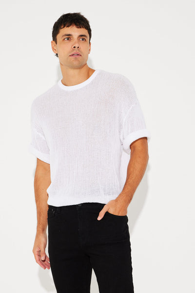 NTH Knitted Crew Tee White - FINAL SALE