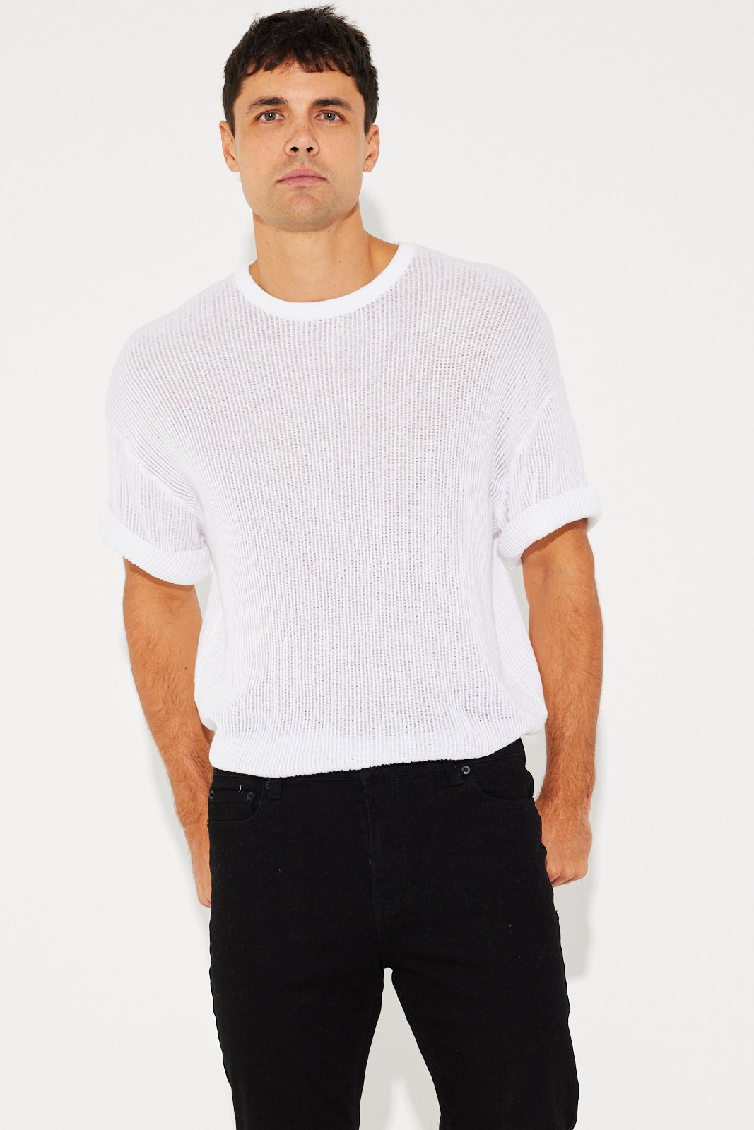 NTH Knitted Crew Tee White - FINAL SALE