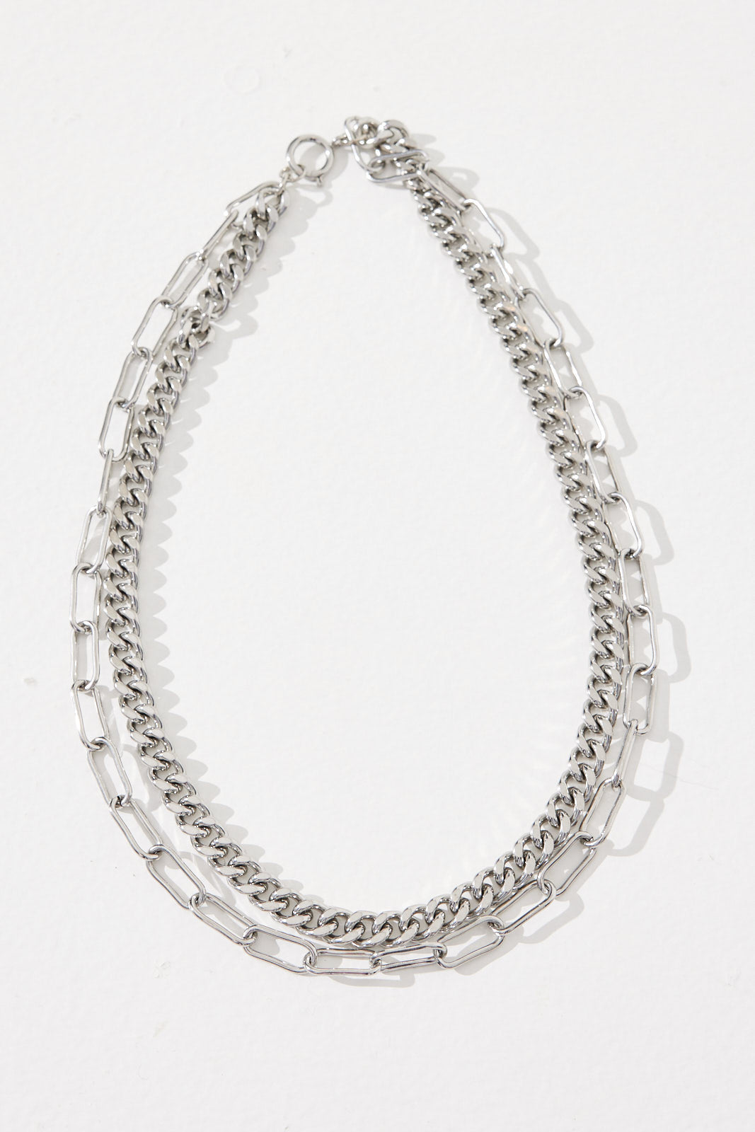 NTH Double Chain Necklace Silver