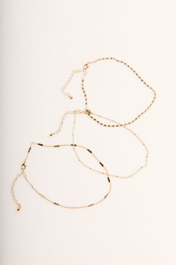 NTH Triple Chain Necklace Gold