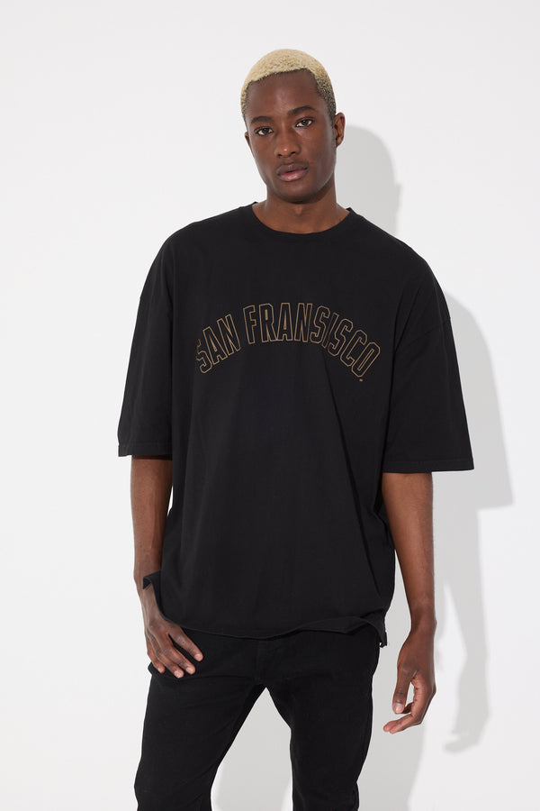 Crew Neck Tourist Tee Cotton Black San Fran