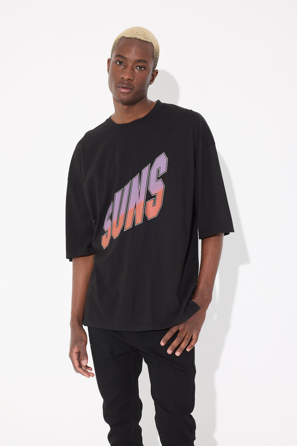 Crew Neck Tourist Tee Cotton Black Suns