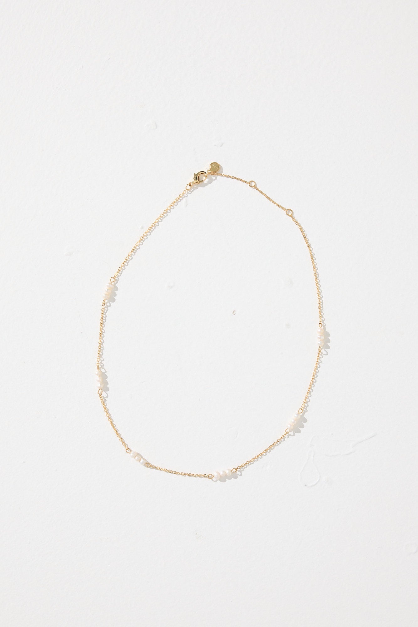 Megan Dainty Pearl Necklace Gold