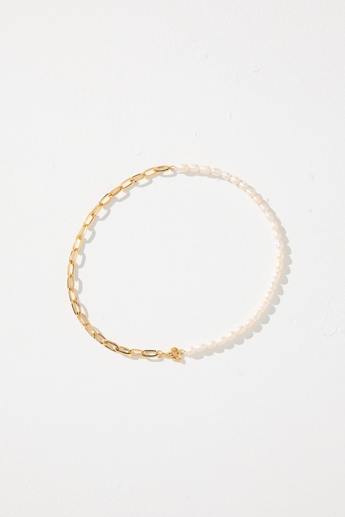 Roxy Split Pearl Chain Necklace Gold