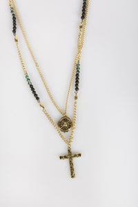 Nth Layered Cross Pendant Vintage Gold